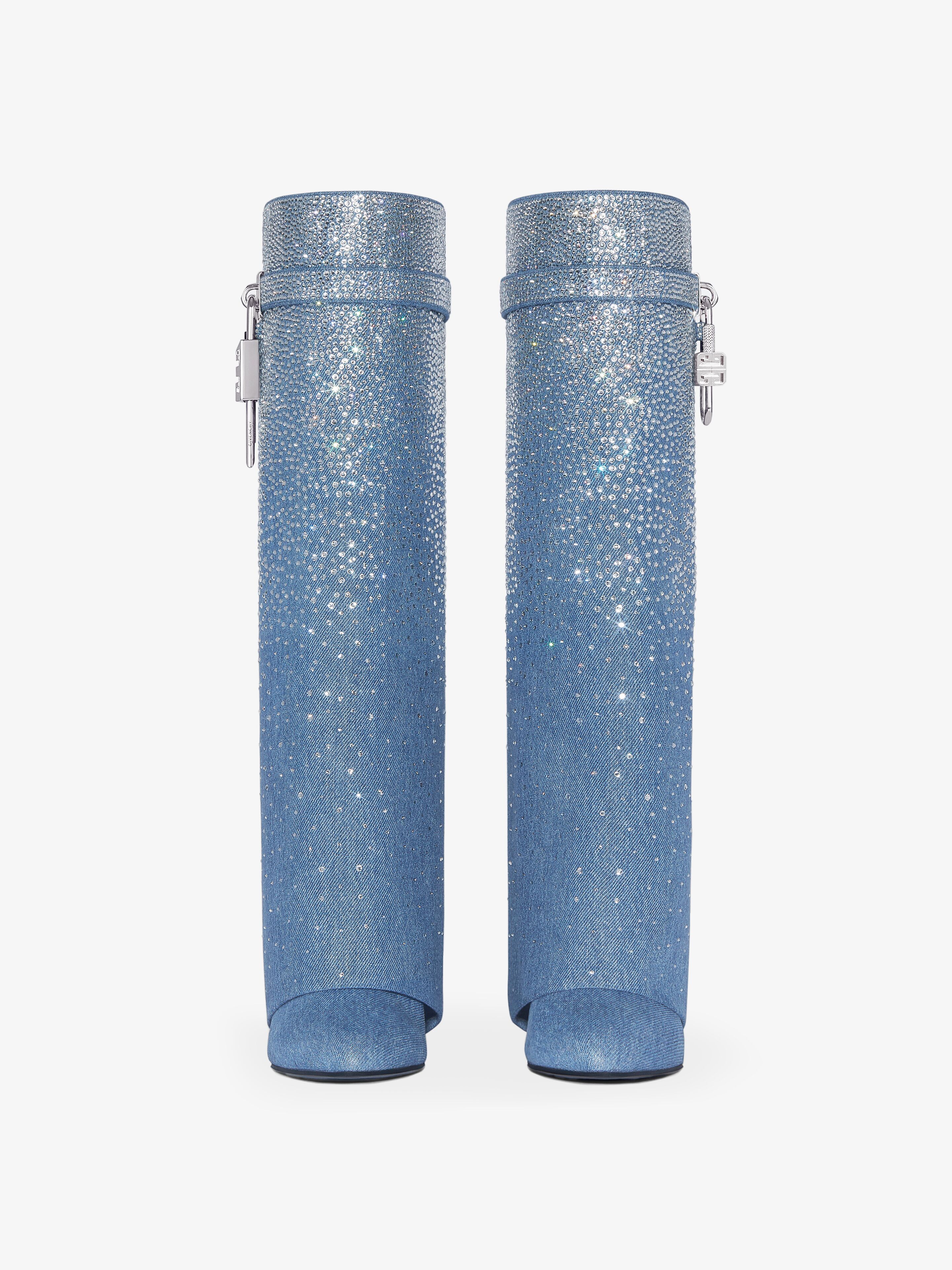 Shark Lock boots in denim with strass